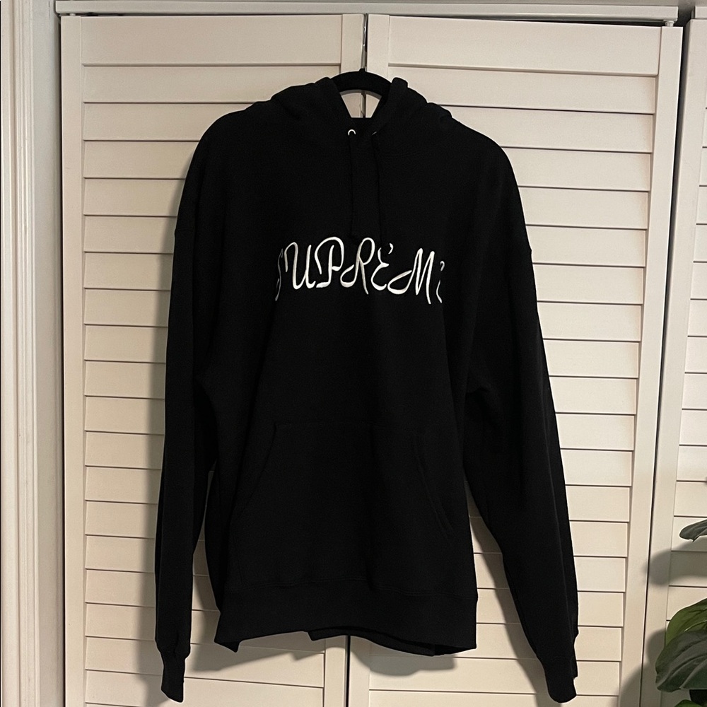 Supreme Black Hoodie with White Logo